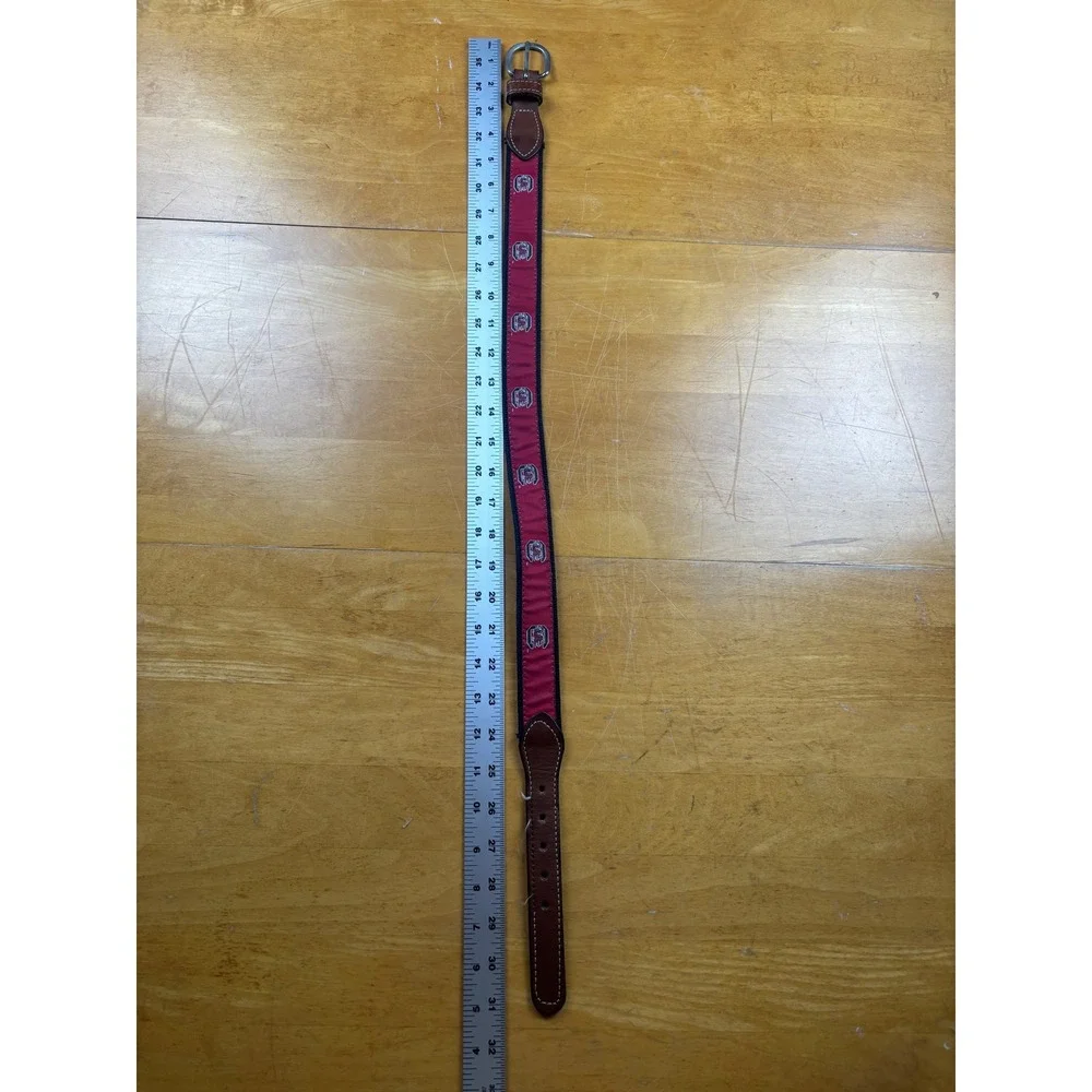 South Carolina Gamecocks Belt Mens 30 Garnet Black Ribbon Leather Tab NCAA